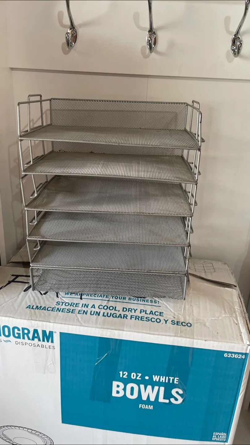 Silver Metal Mesh Shelving Unit thumbnail