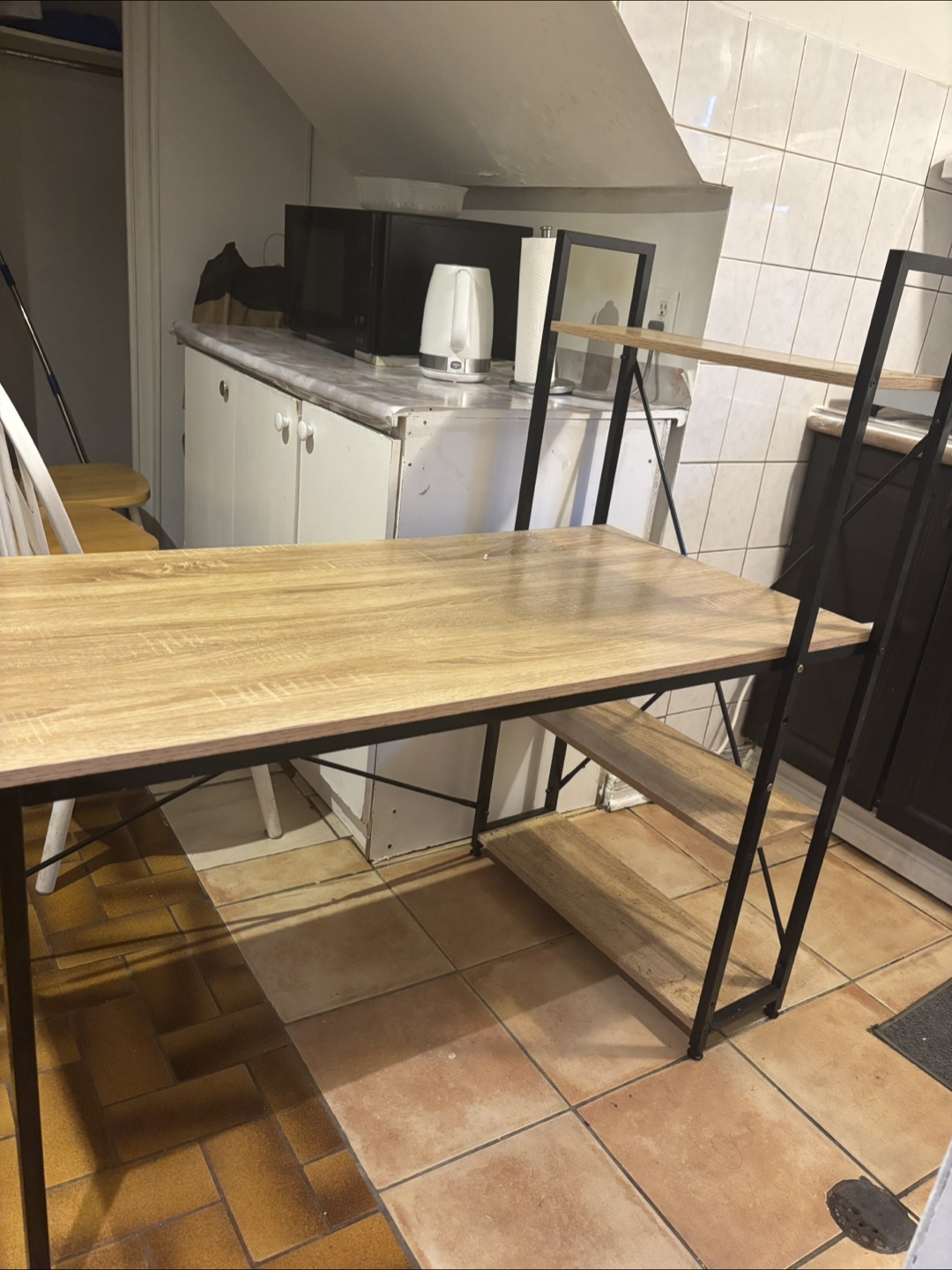 Wood & Metal Desk with Shelves