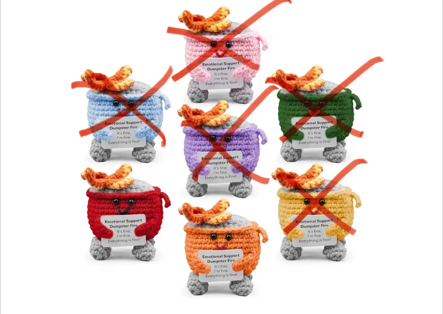 Emotional Support Dumpster Fire Crochet - Brand New thumbnail