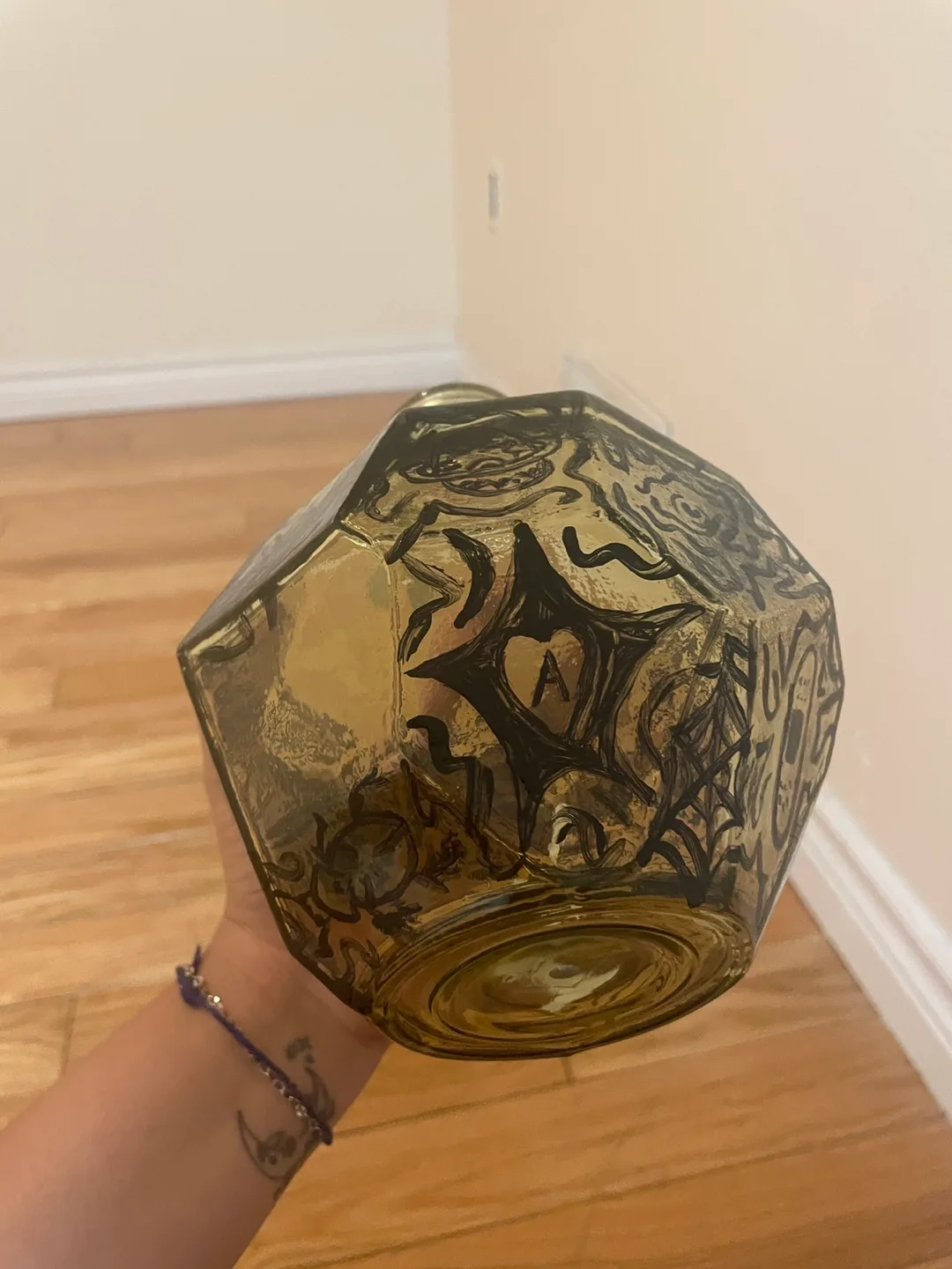 Vintage San Miguel Repainted and Recycled Glass Vase thumbnail