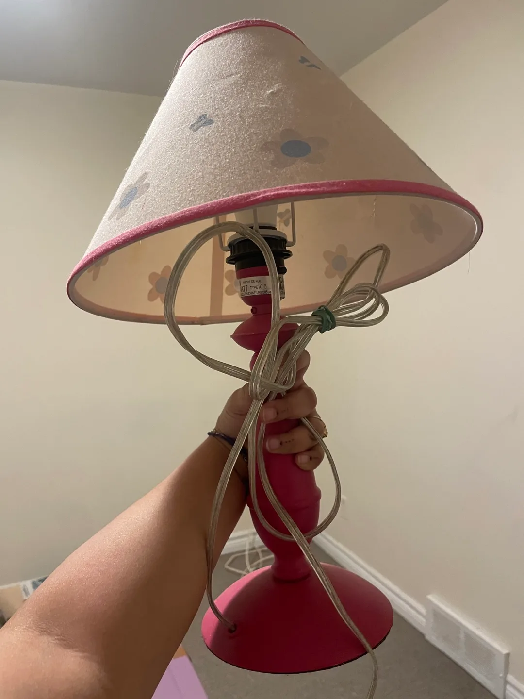 Cute Pink Table Lamp with Butterfly Shade- MOVE OUT SALE thumbnail