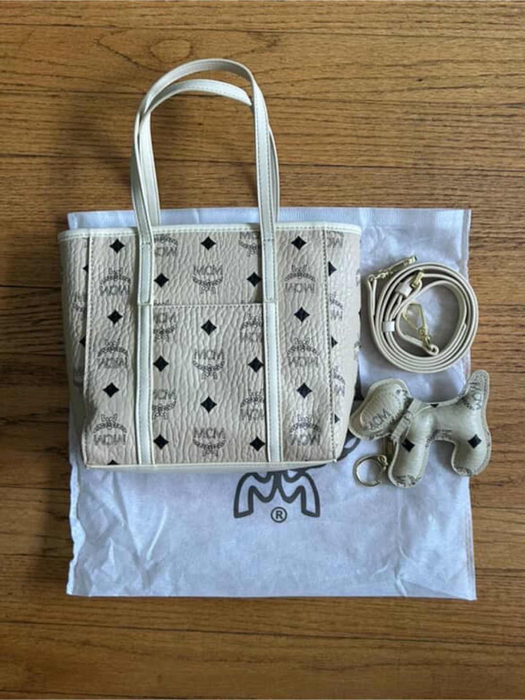 MCM Mini Tote Bag with Dog Charm - photo 2