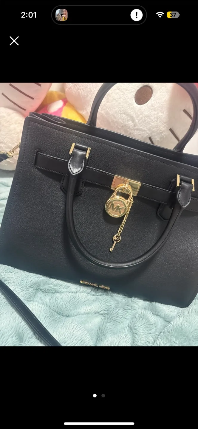 Michael Kors Black Leather Satchel thumbnail