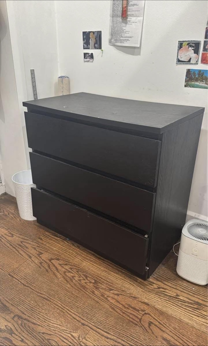 IKEA Malm 3-Drawer Dresser - Black