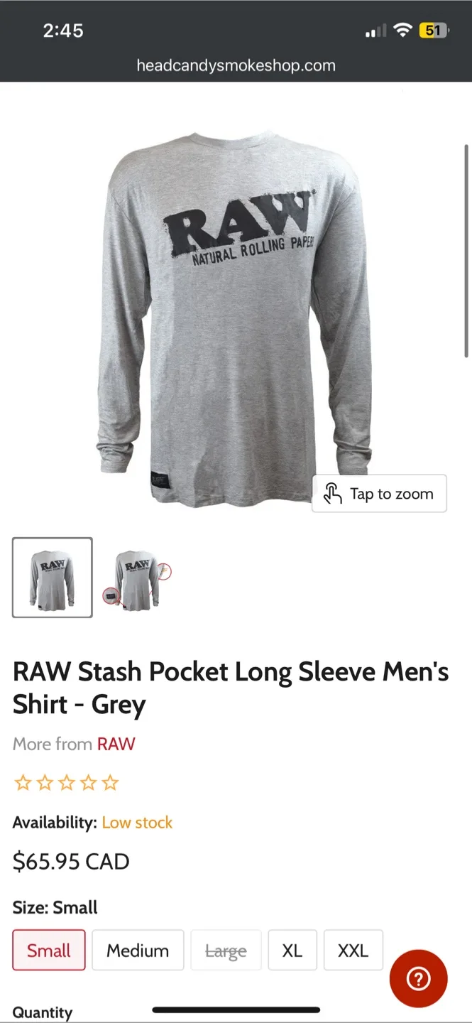 RAW Stash Pocket Long Sleeve Men's Shirt - Grey, Size Small image indicator(2)