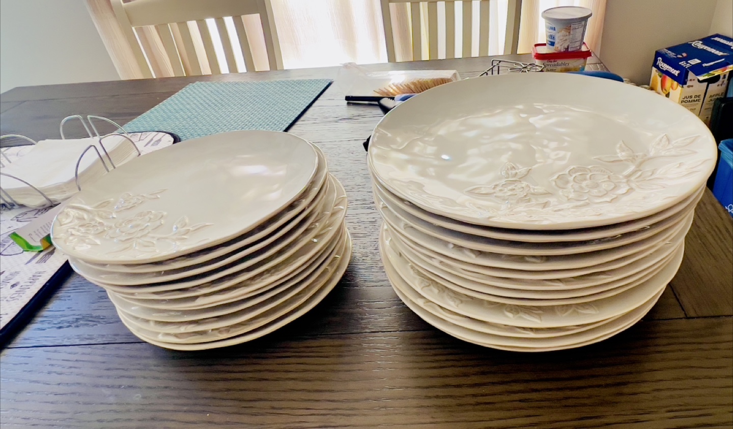 Floral Embossed Dinner Plates (Set of 12)