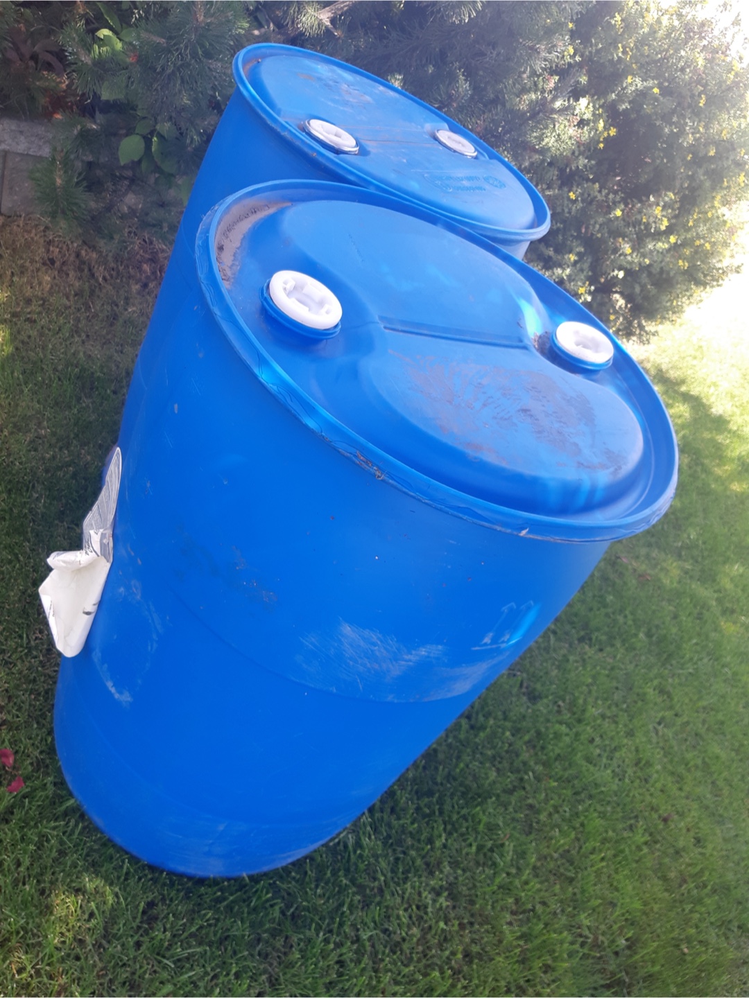 Blue Plastic Barrels for sale call 780 884 7800 - photo 2