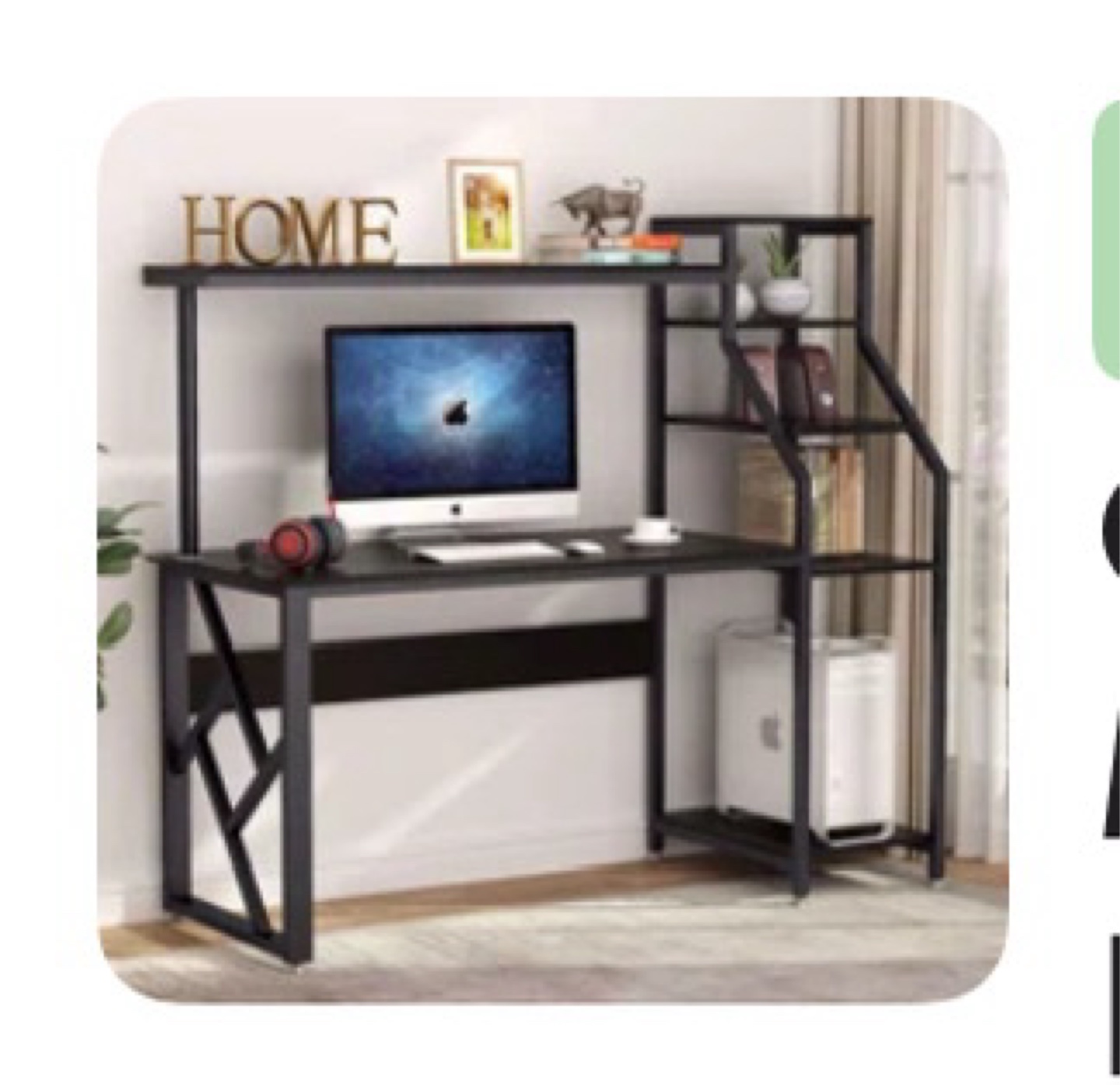 Black Computer Desk with Shelves