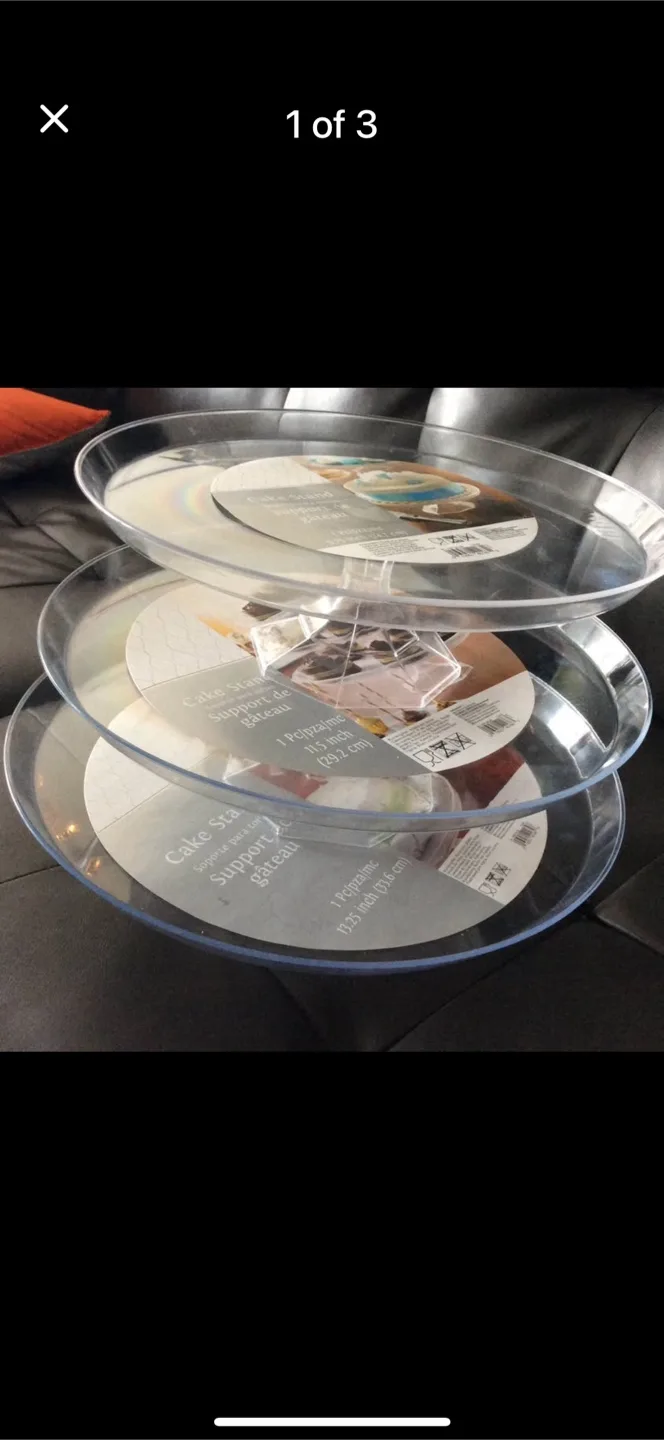 Cake Stand, 3-Tier, Clear, New thumbnail