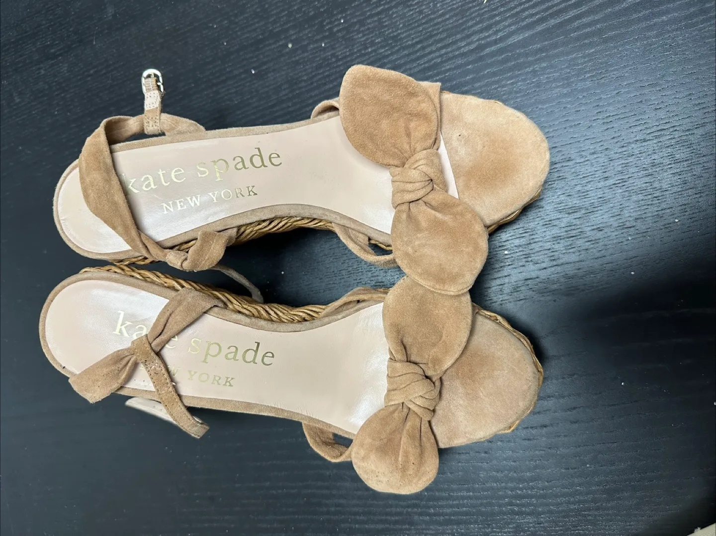 Kate Spade Beige Wedge Sandals thumbnail
