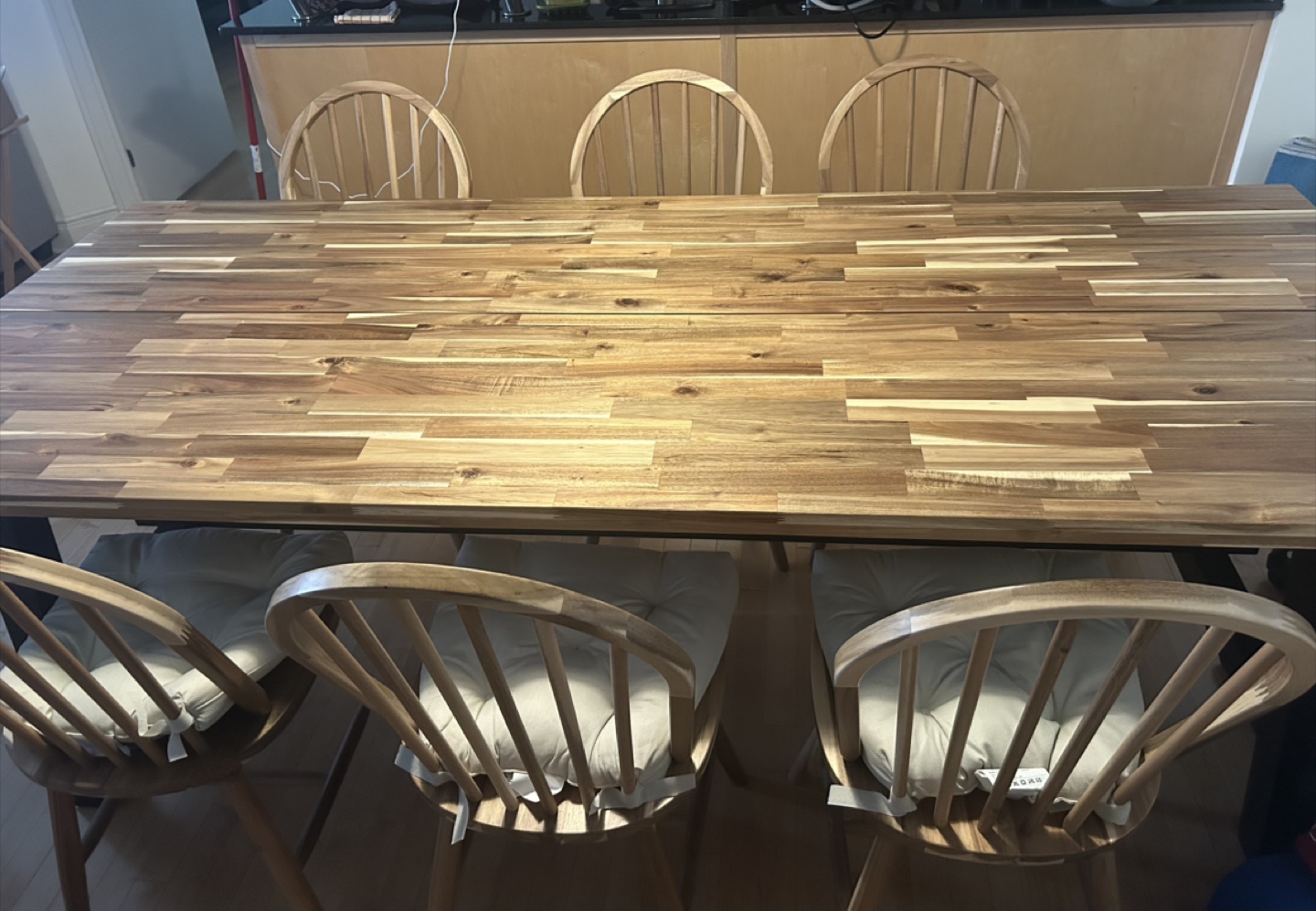 Wood Dining Table with 6 Chairs
