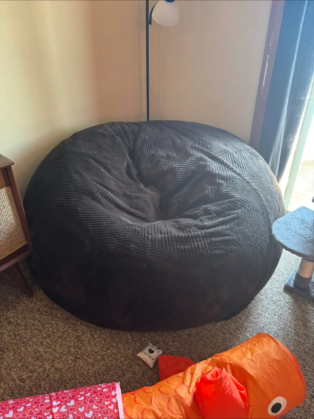 Black Super Soft Corduroy Bean Bag Chair thumbnail