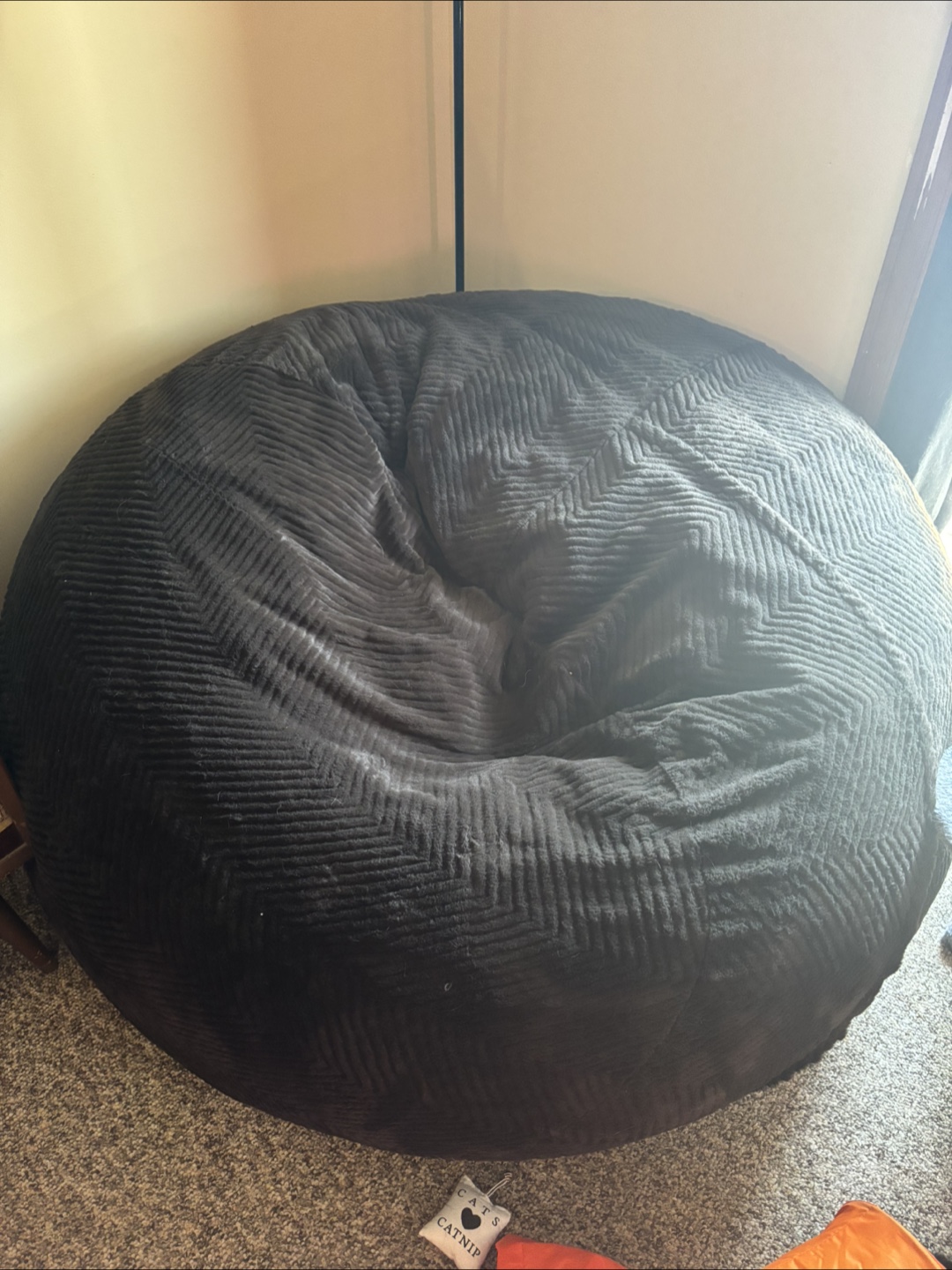 Black Super Soft Corduroy Bean Bag Chair - photo 2