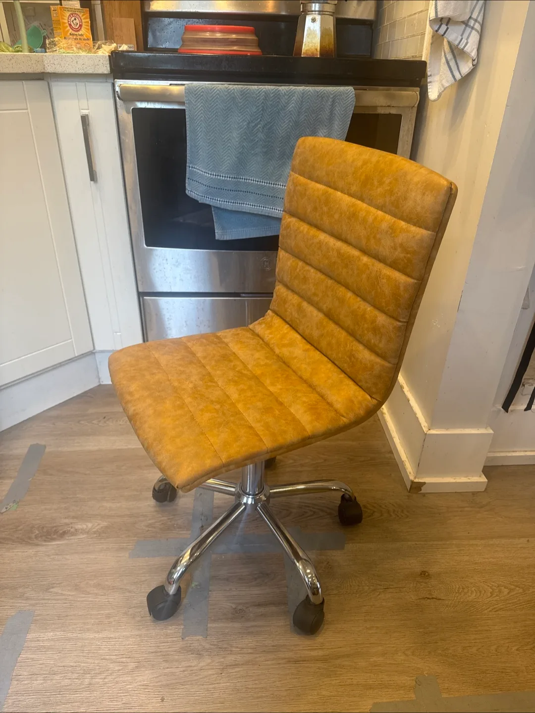 Office or Bar Dining Chair - Adjustable Height, Tan thumbnail