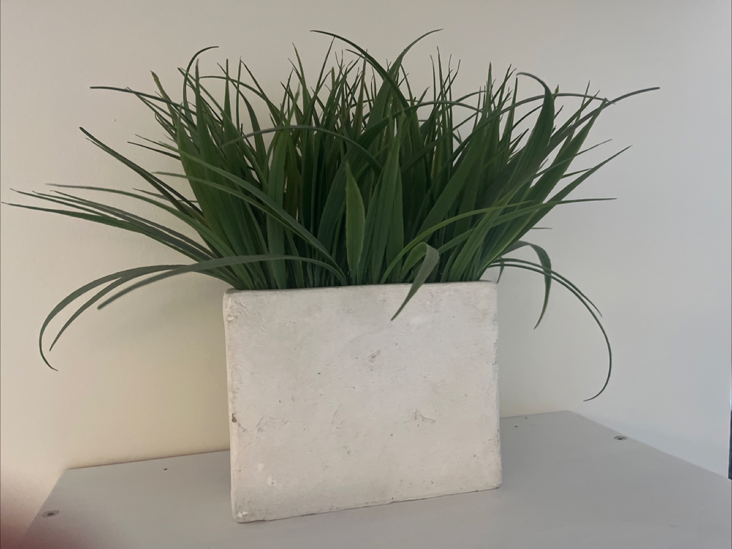 Artificial Grass Plant in White Pot
