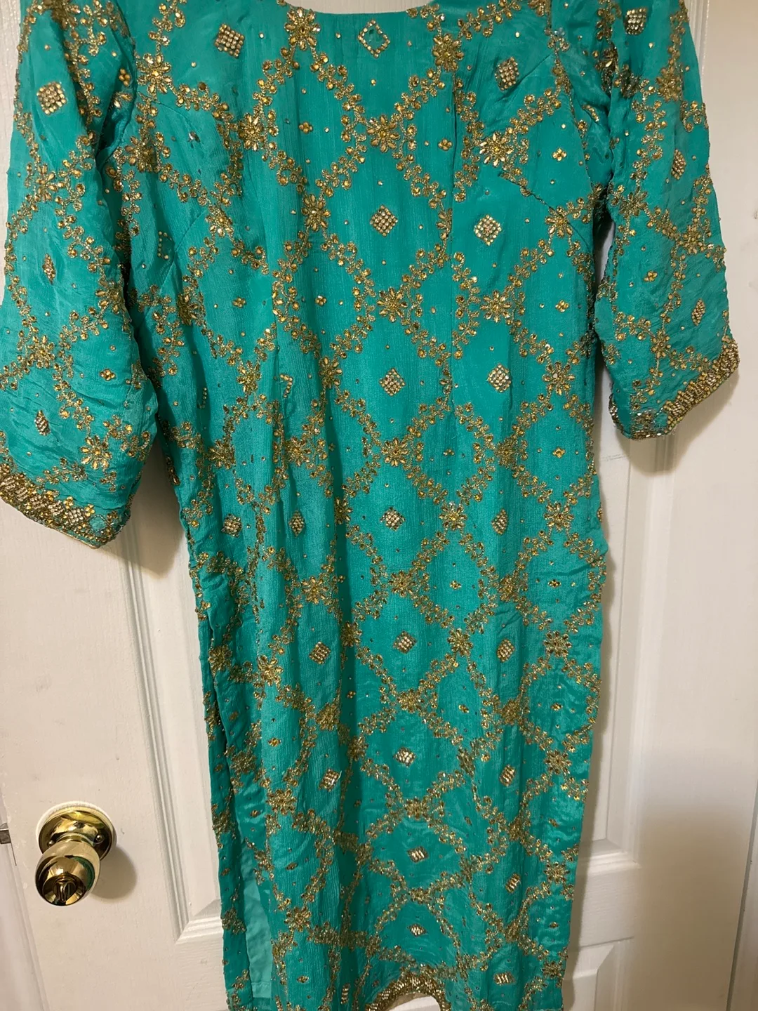 Teal Embroidered Punjabi Suit thumbnail