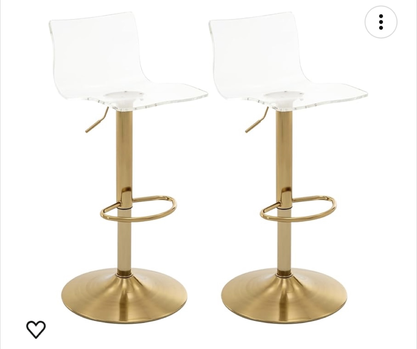 Acrylic Bar Stools with Gold Base - Set of 2 - photo 2
