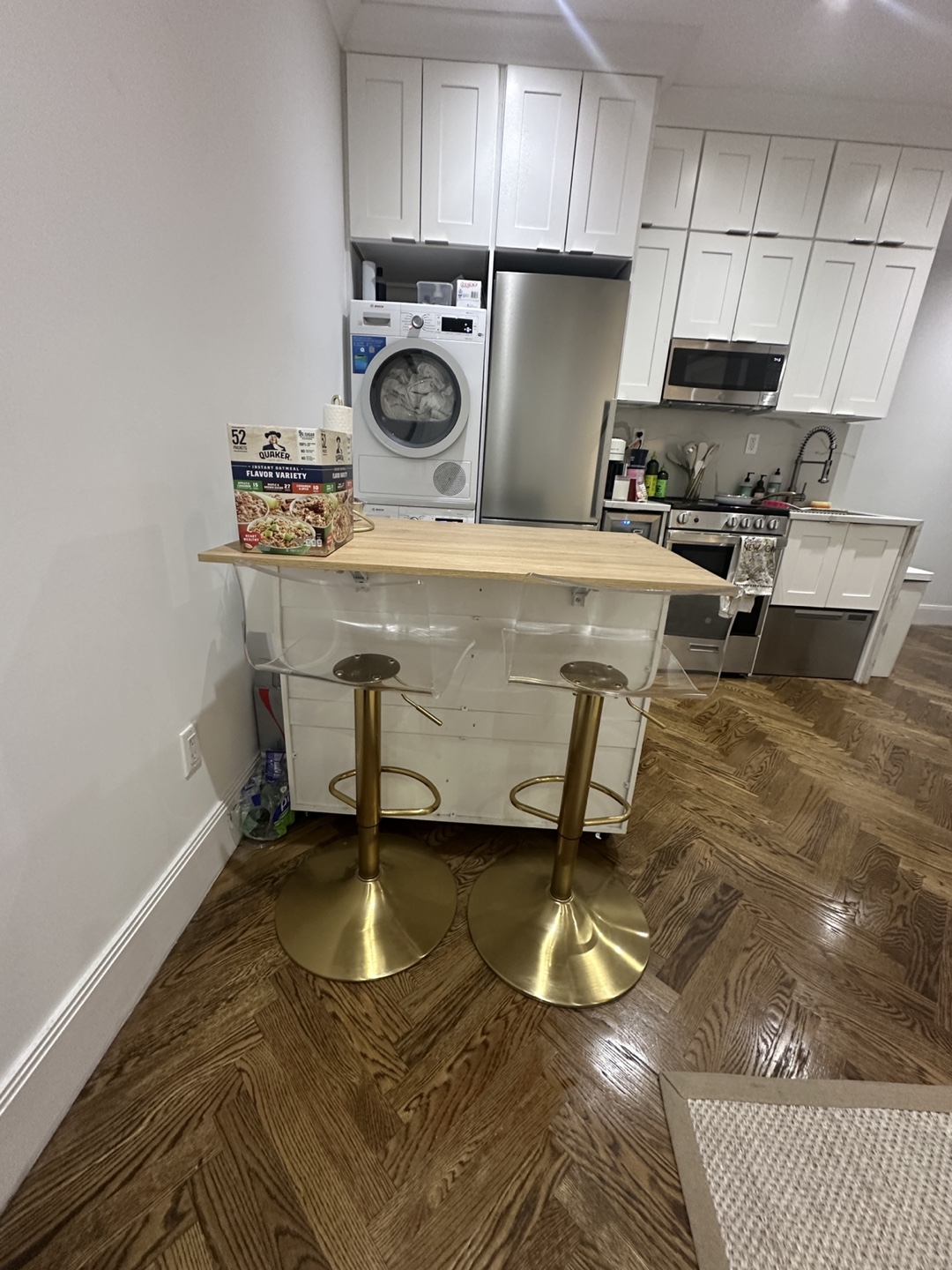 Acrylic Bar Stools with Gold Base - Set of 2