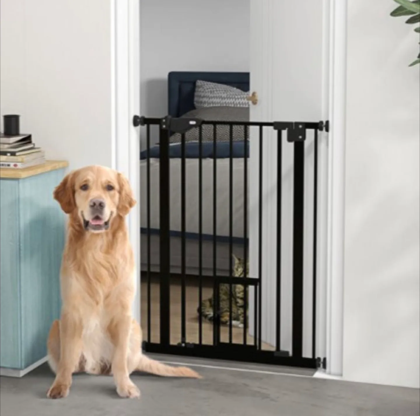 36INCH BLACK EASY OPEN PET GATE W. DOOR thumbnail