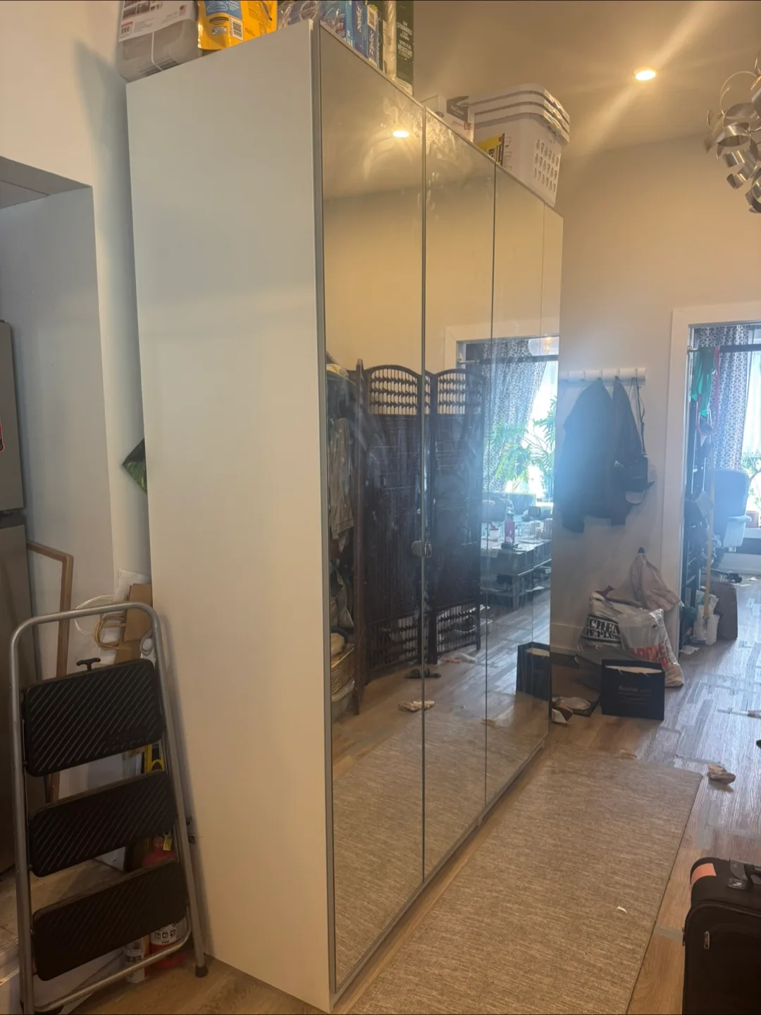 Tall white IKEA PAX Wardrobe with Mirror Doors thumbnail