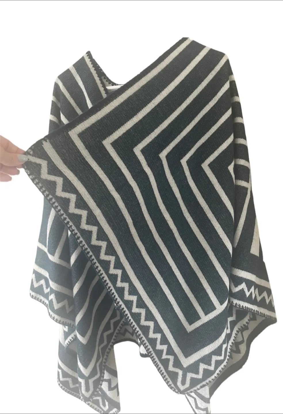 LOFT Knit Striped Poncho/Cape image indicator(3)