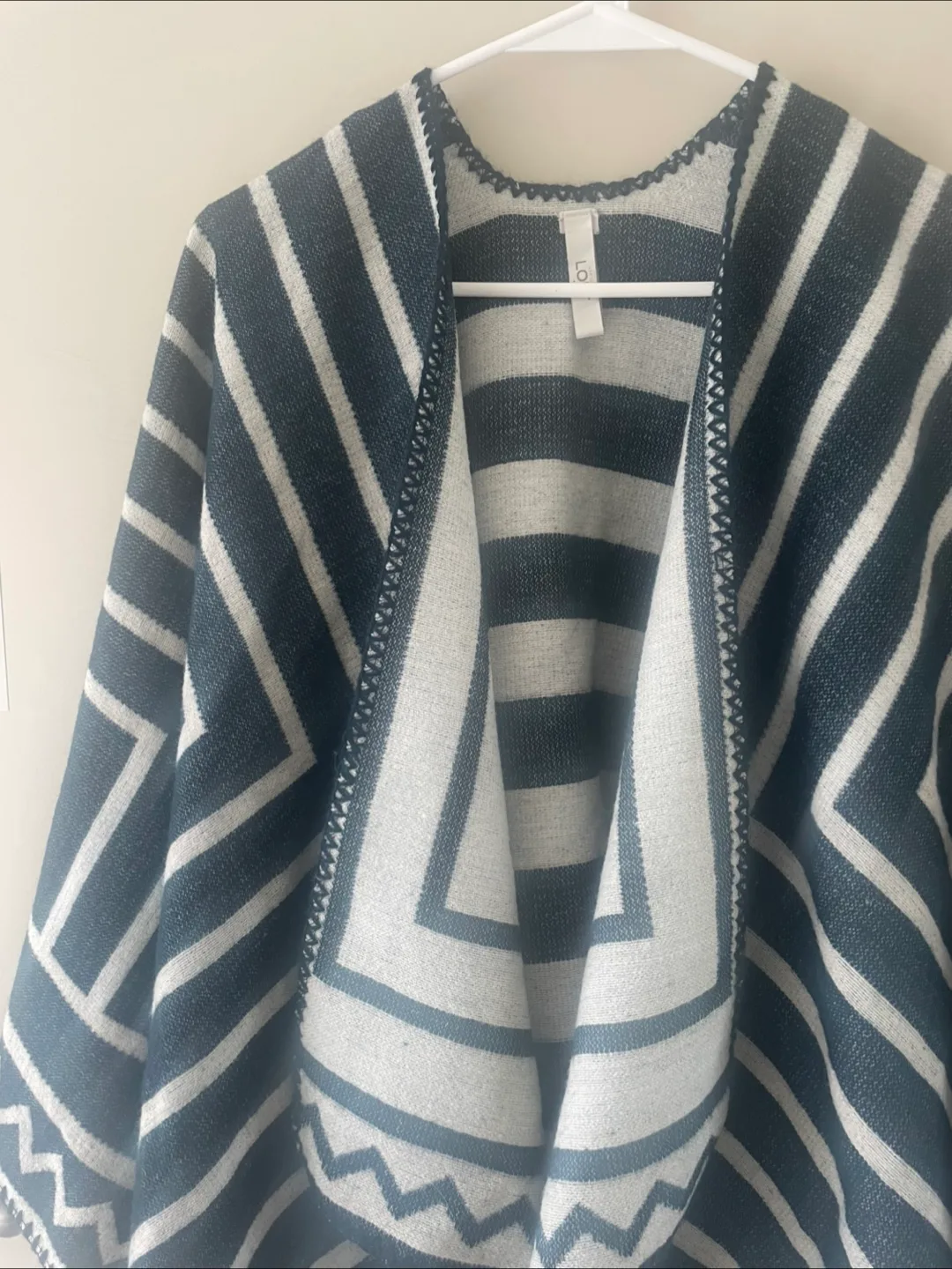 LOFT Knit Striped Poncho/Cape image indicator(2)