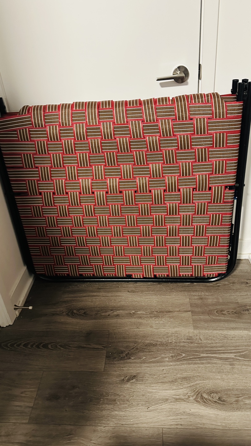 Folding Cot - Red & Brown Woven Pattern