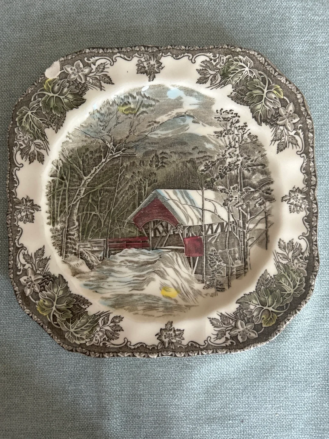 Johnson Bros. The Covered Bridge Plate thumbnail