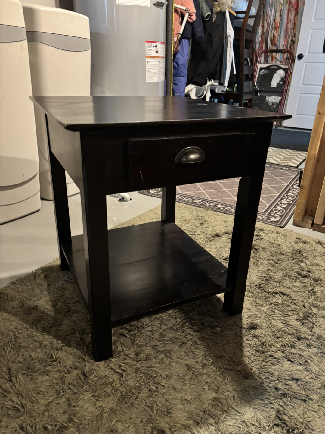 Black Wooden Side Table with Drawer #freecycle - photo 2