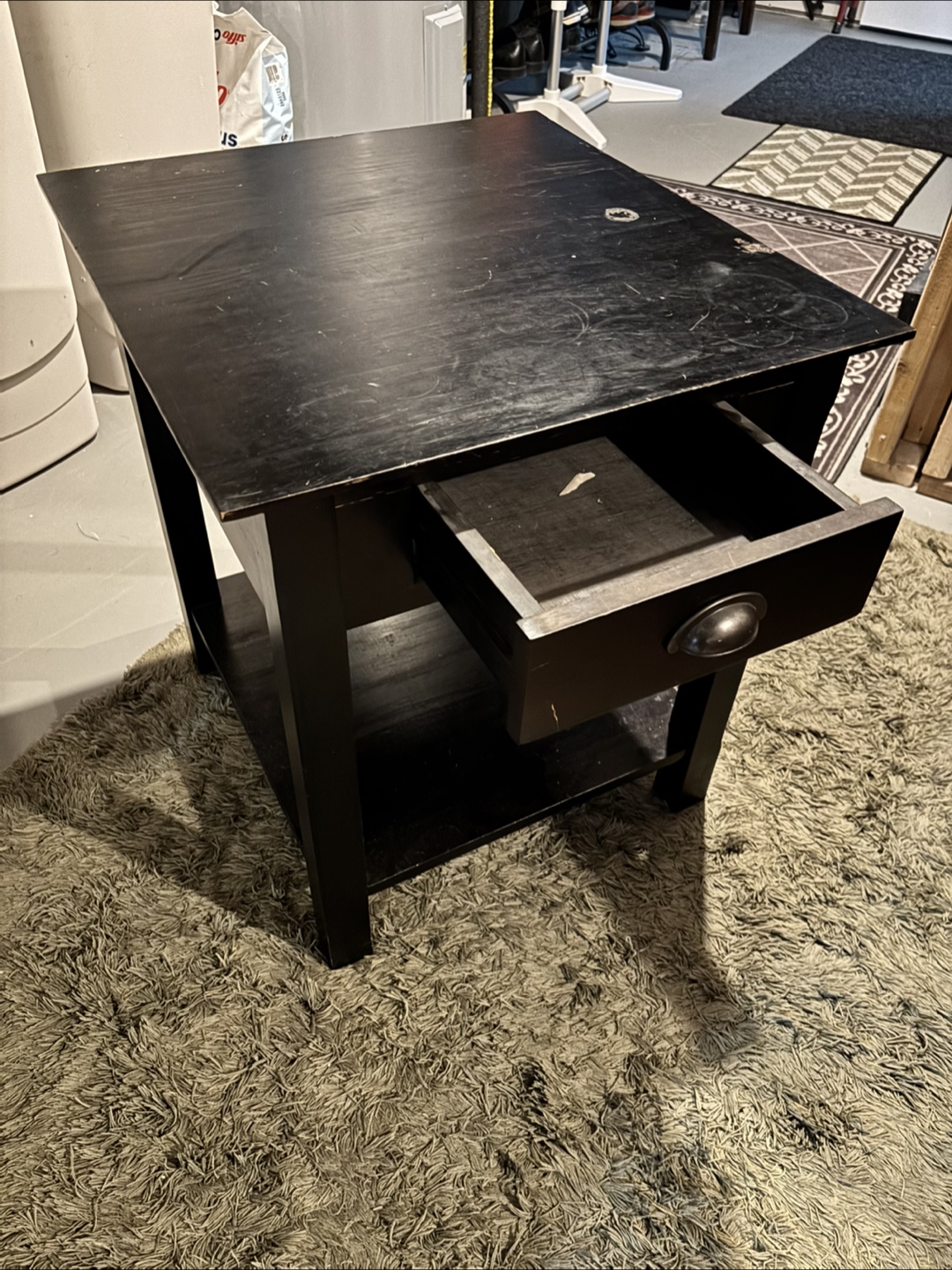 Black Wooden Side Table with Drawer #freecycle