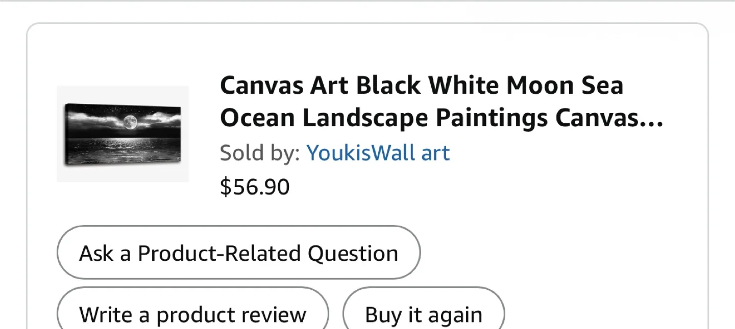 Canvas Art Black White Moon Sea Landscape image indicator(2)