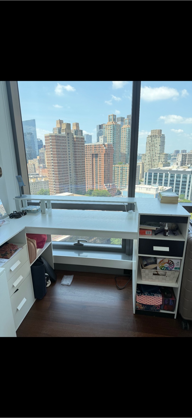 White L-Shaped Desk with Drawers & Shelves - photo 3
