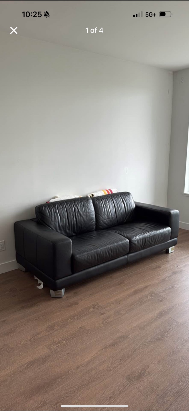 Black Leather Sofa - Gently Used - photo 2