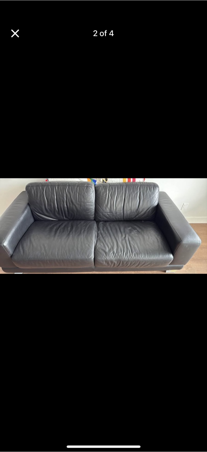 Black Leather Sofa - Gently Used