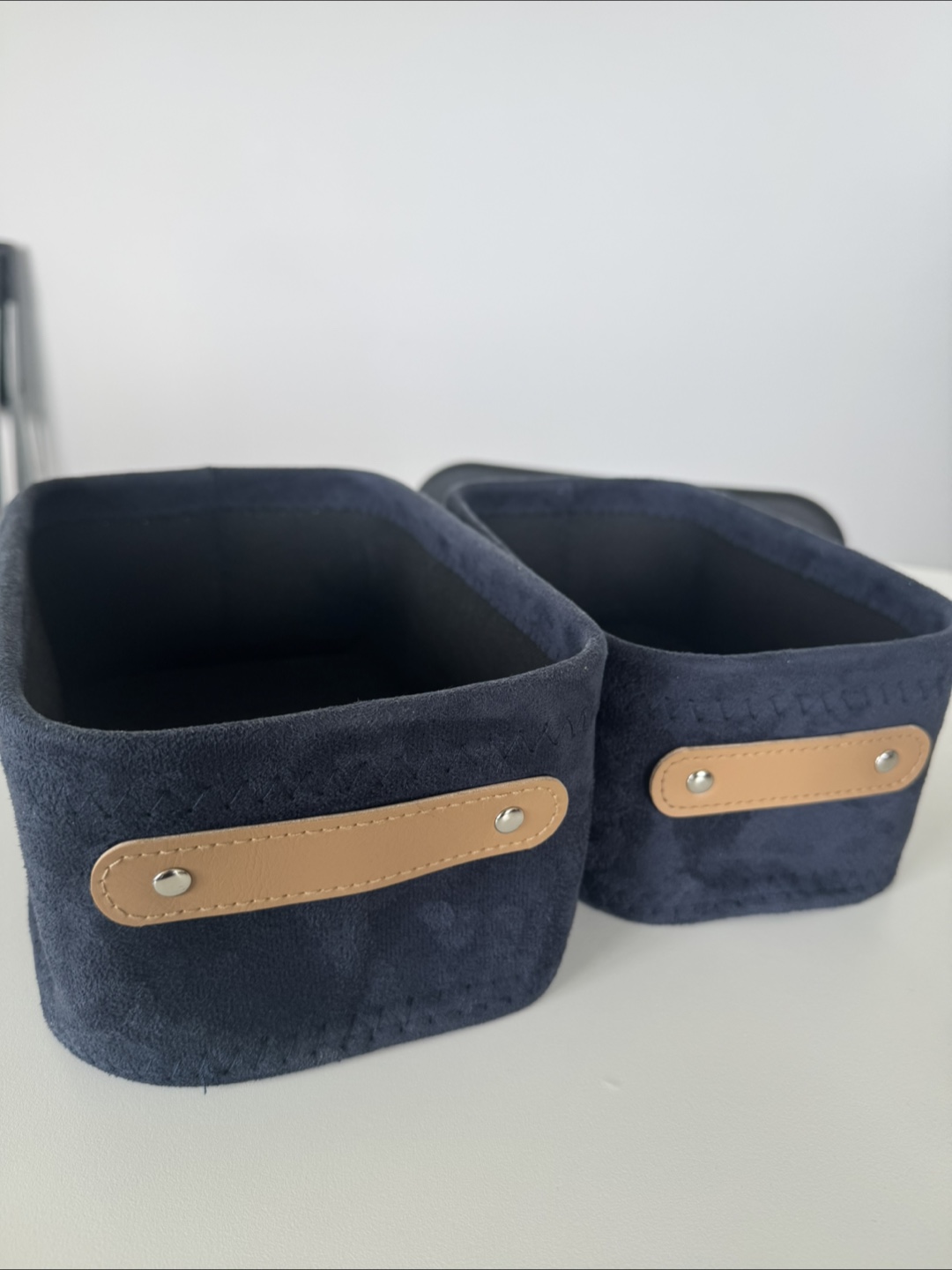 #freecycle Set of Two Dark Blue Velvet Storage Bins