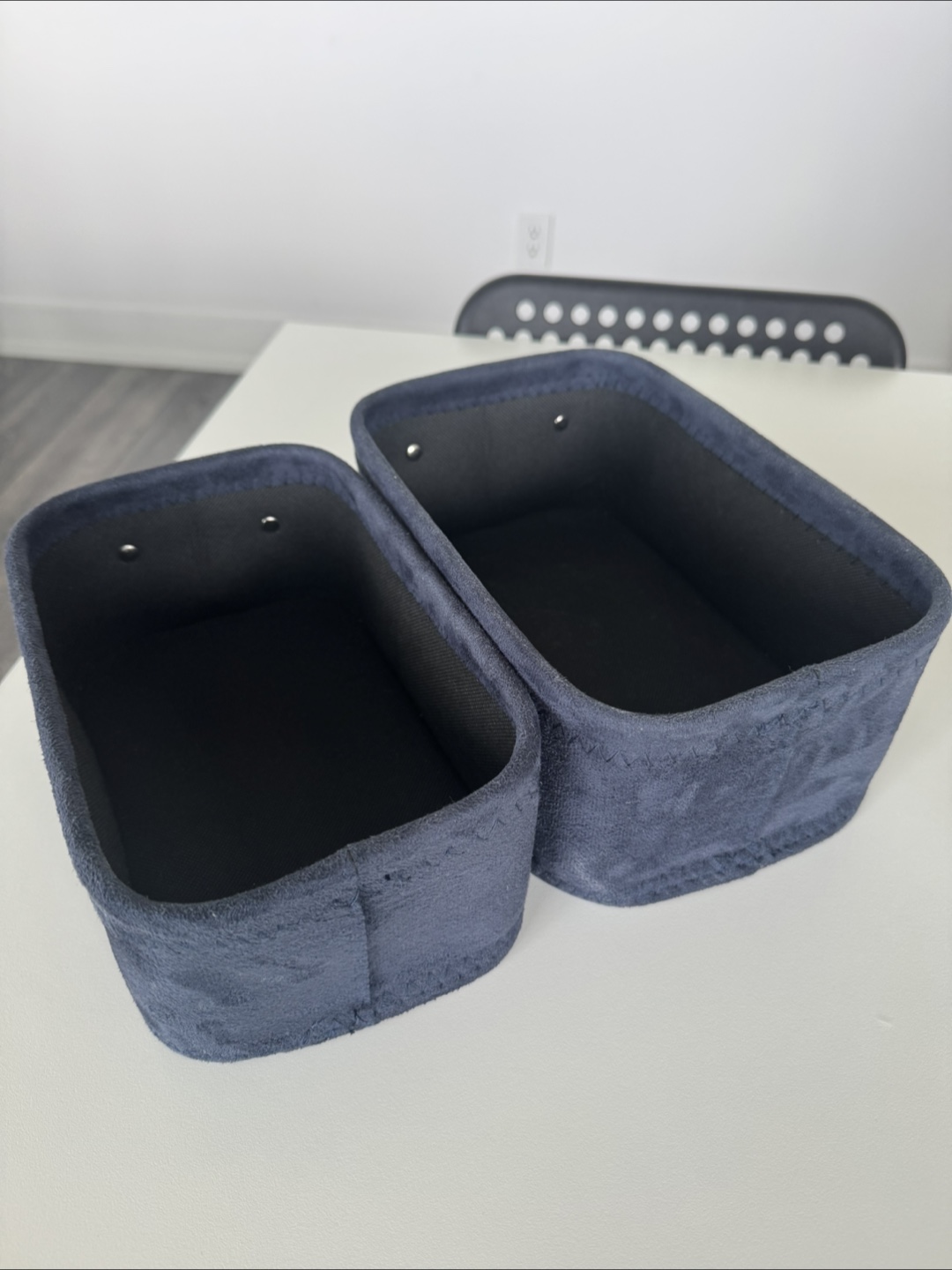#freecycle Set of Two Dark Blue Velvet Storage Bins - photo 3