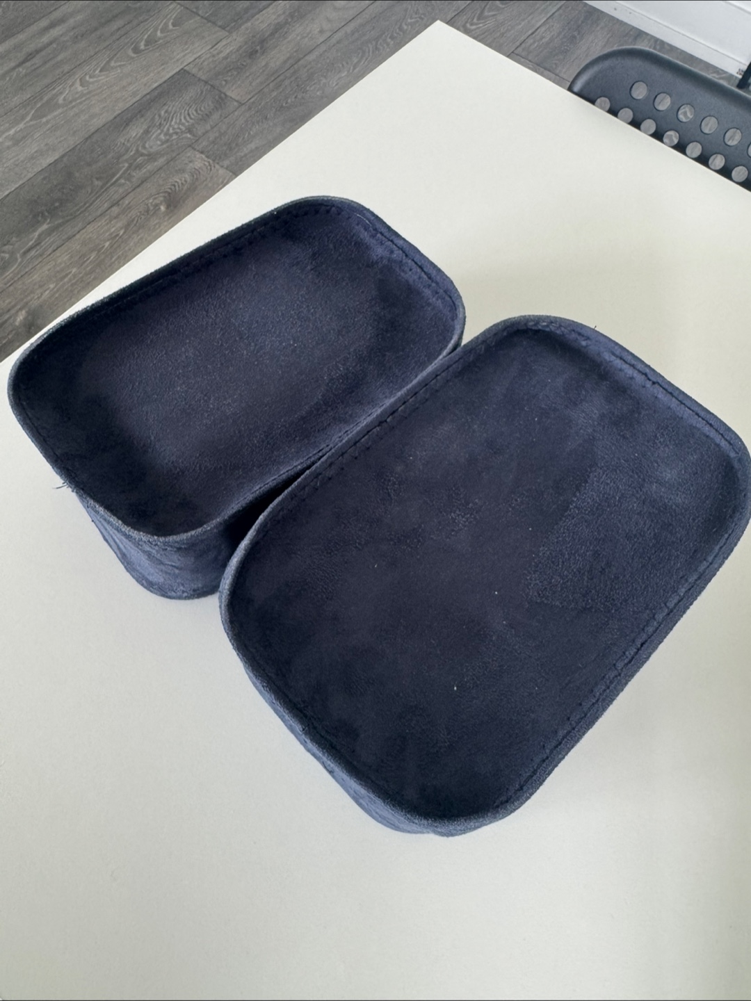 #freecycle Set of Two Dark Blue Velvet Storage Bins - photo 5
