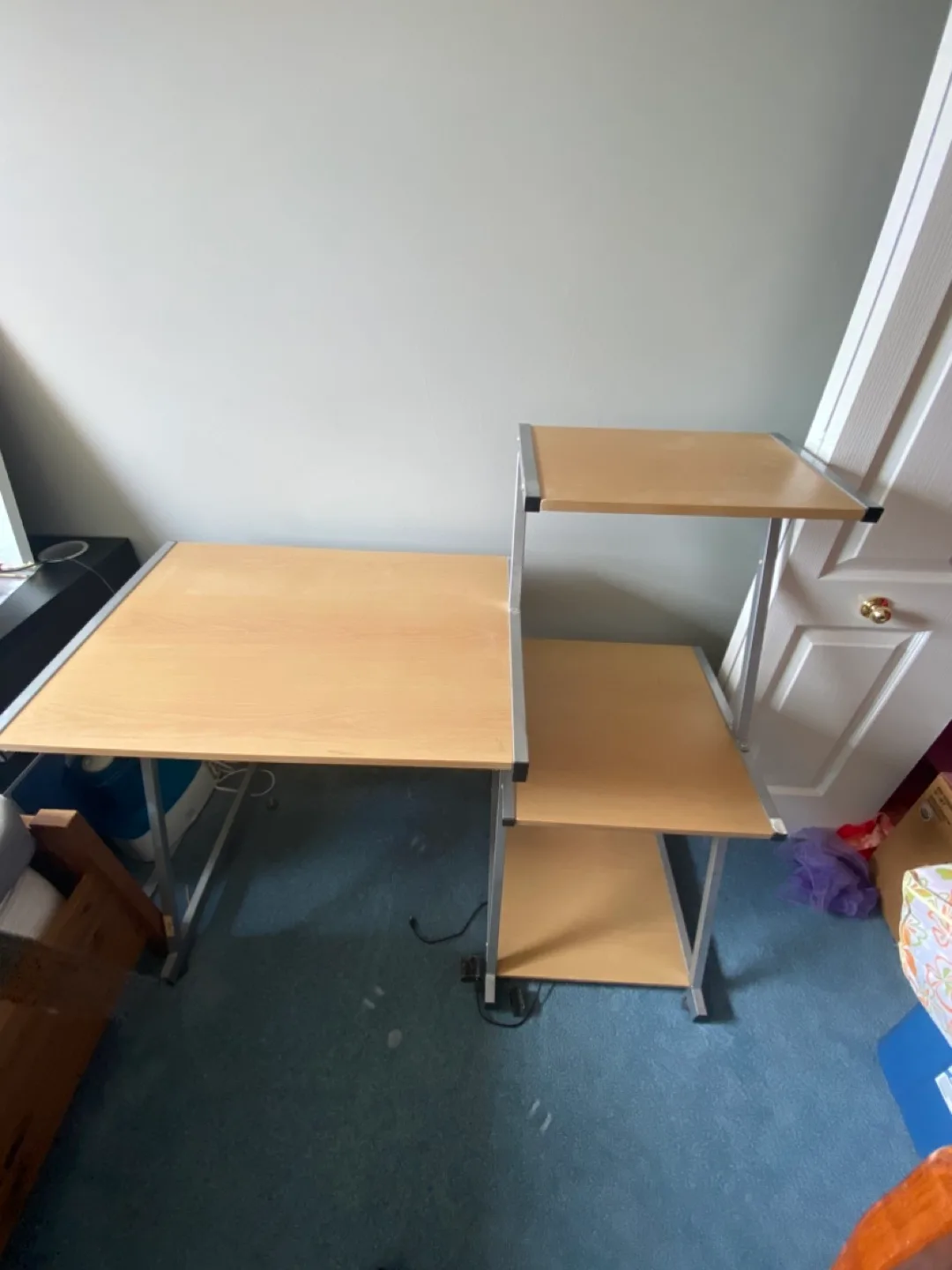 Wooden Computer Desk with Shelves thumbnail
