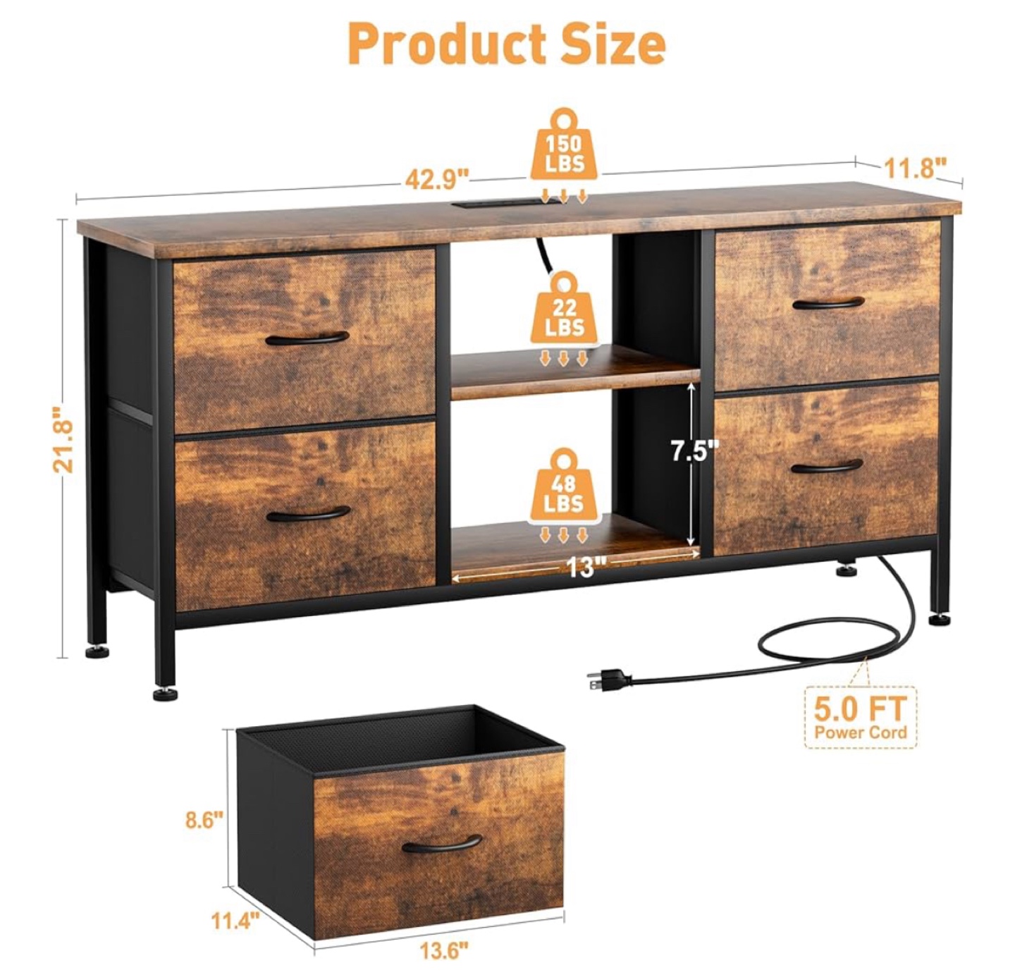 TV Stand with Drawers - photo 3