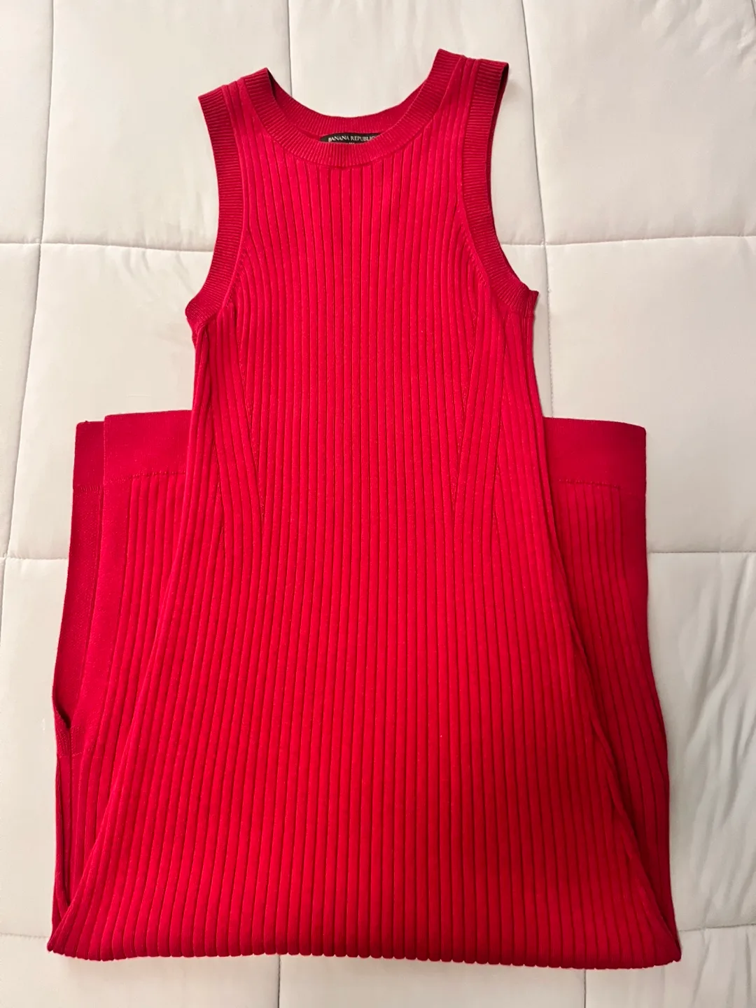 Banana Republic Red Ribbed Knit Dress - XS thumbnail