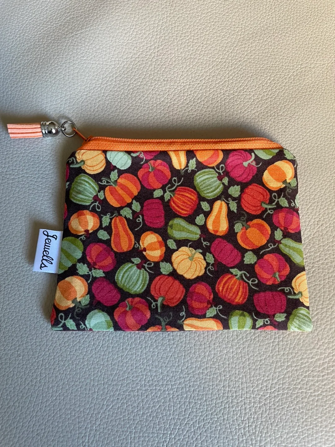 Jewells Pumpkin Print Med Size  Zipper Pouch Handmade  NEW thumbnail