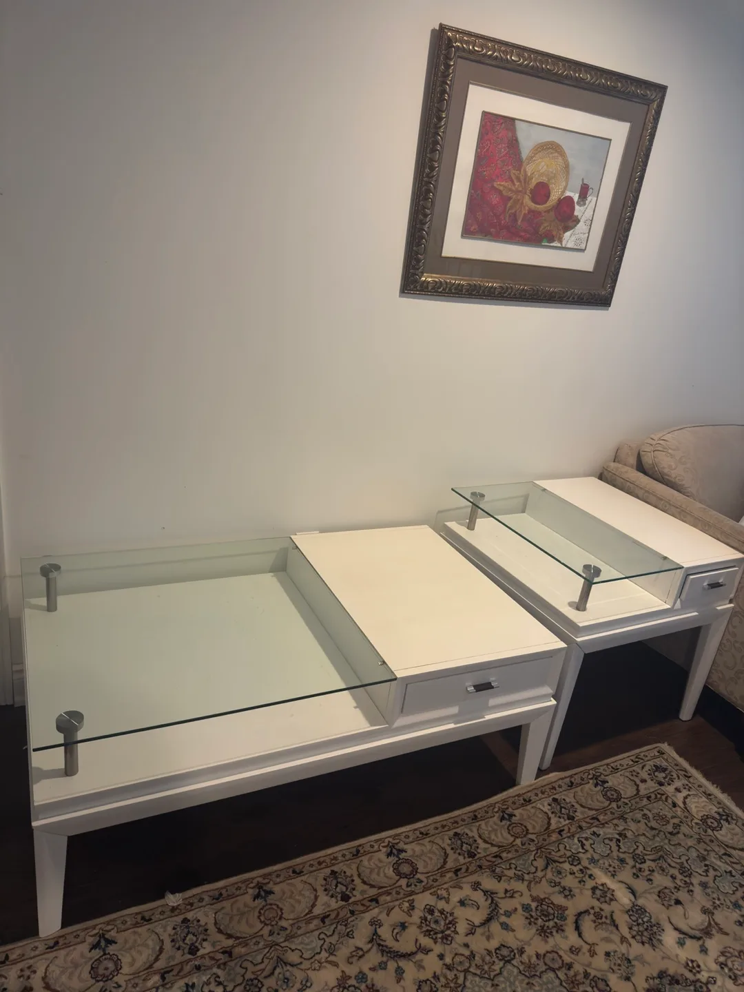 Coffe table and side table (solid wood and glass) thumbnail