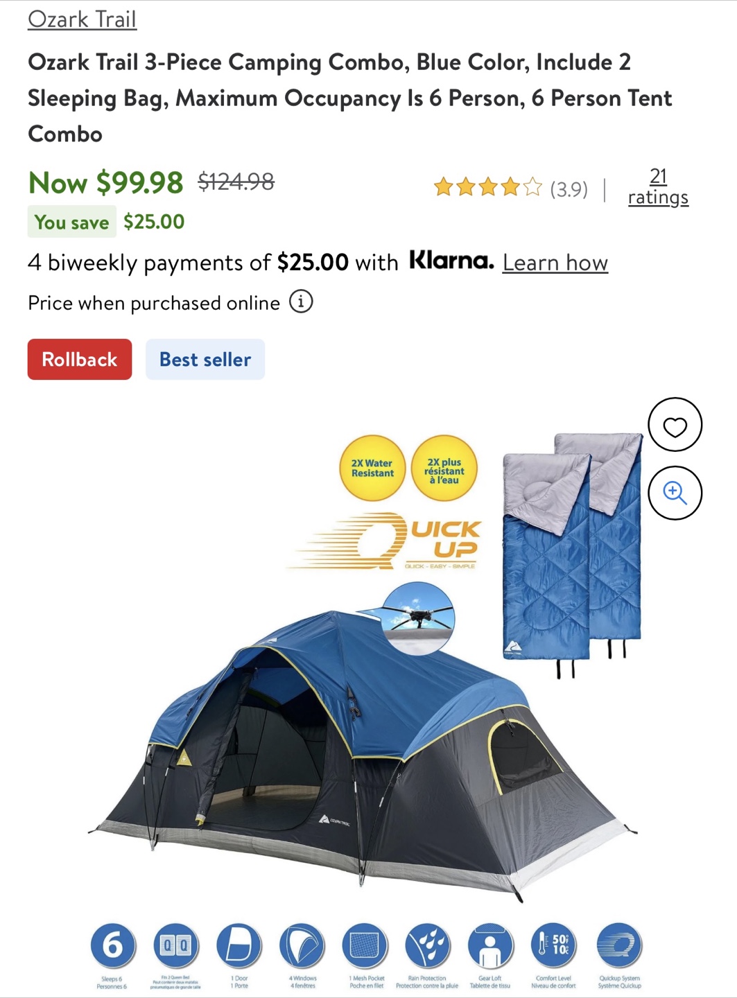 Ozark Trail 3-Piece Camping Combo - Blue - photo 4