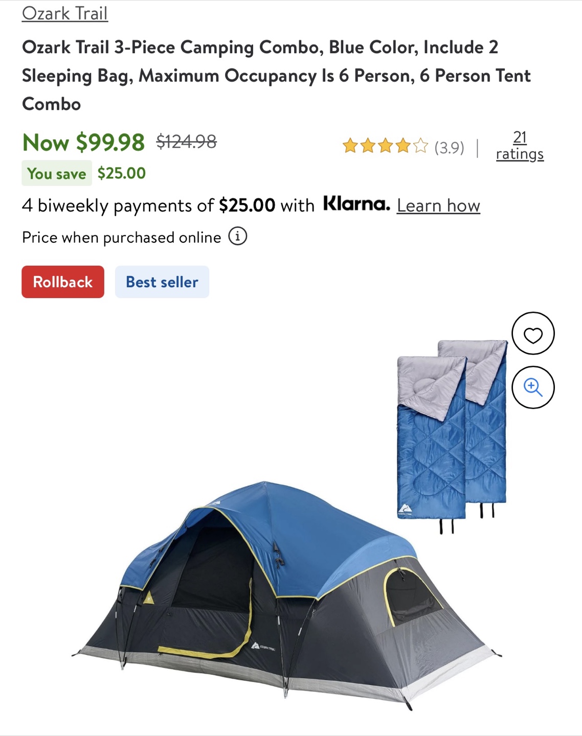 Ozark Trail 3-Piece Camping Combo - Blue - photo 2