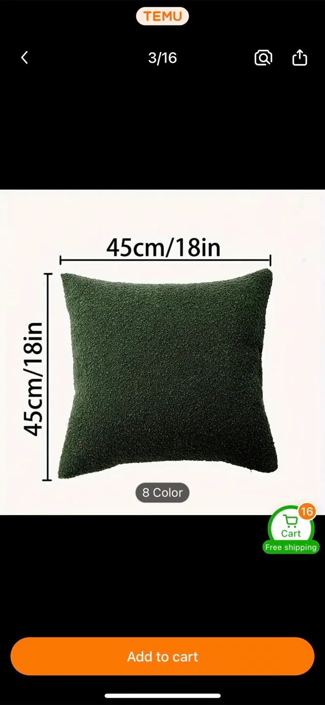 Temu Throw Pillow -covers-Green, 18 in image indicator(3)