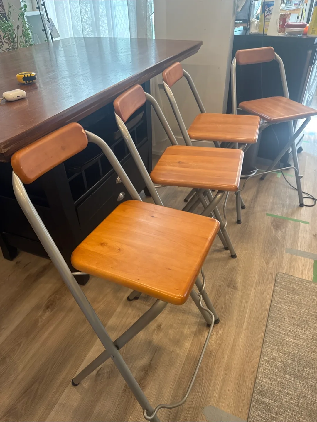 Set of 4 Folding Bar Chairs / Stools thumbnail