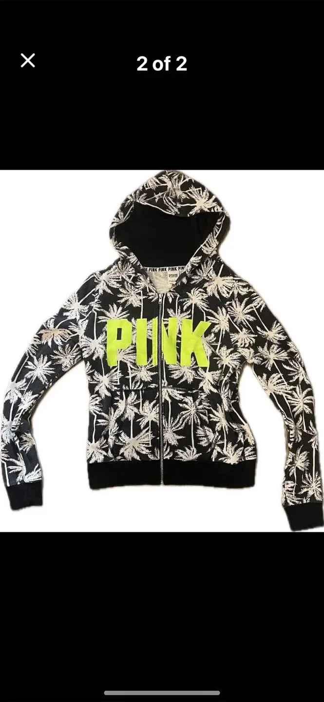PINK Palm Tree Zip-Up Hoodie image indicator(2)