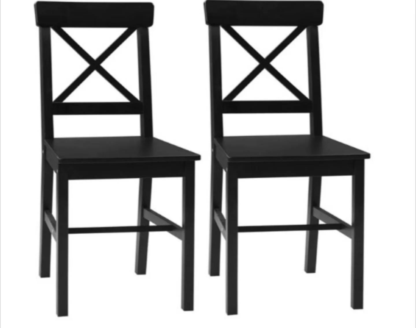 SET OF 2 BLACK WOODEN FARMHOUSE DINING CHAIRS thumbnail