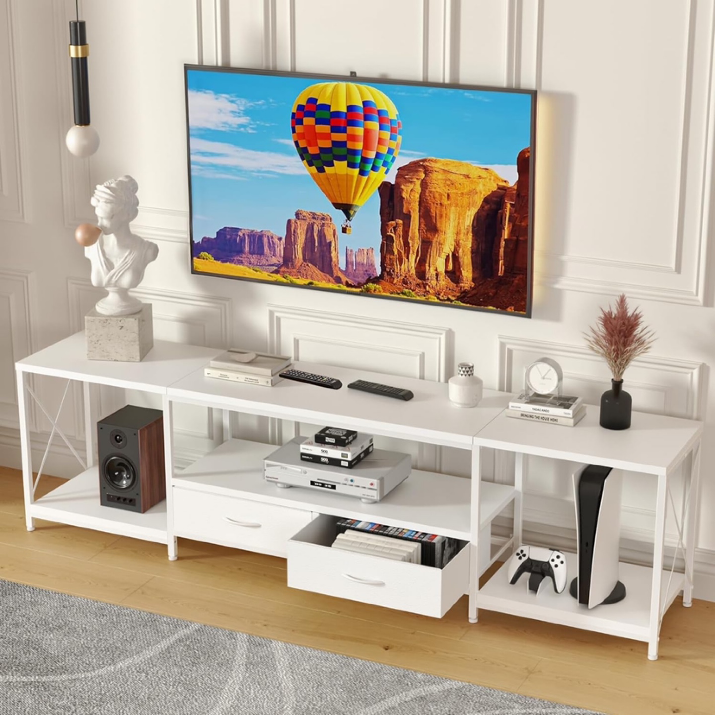White TV Stand for up to 75 inch TV