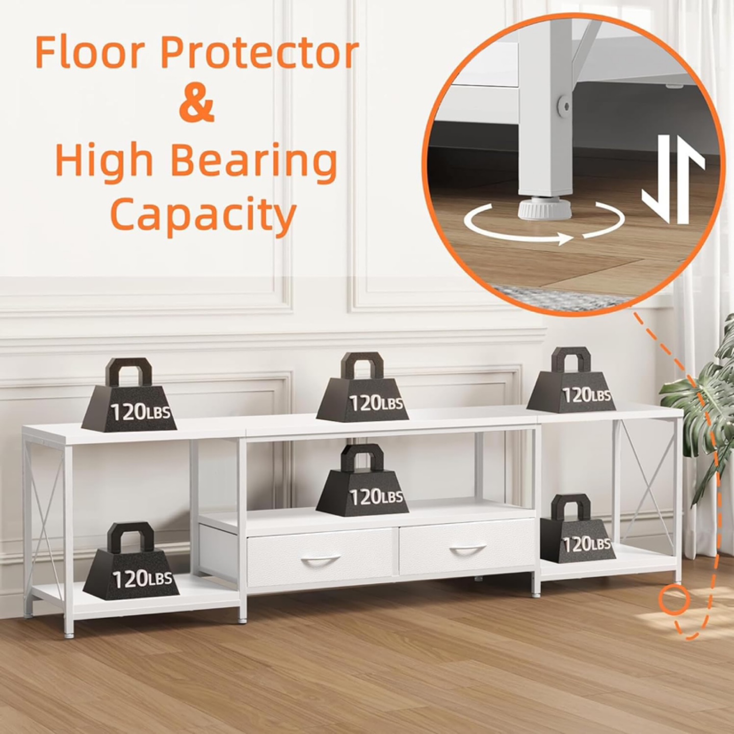 White TV Stand for up to 75 inch TV - photo 3
